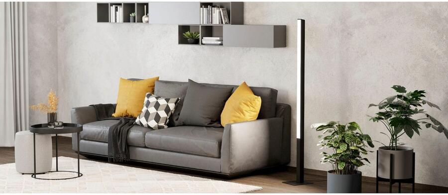 EGLO Staande lamp SIMOLARIS-Z vloerlamp zwart ZigBee 3.0 disco-modus Timer app spraakbesturing Alexa 5 5x5 5x161 5cm excl. afstandsbediening (1 stuk) - Foto 5