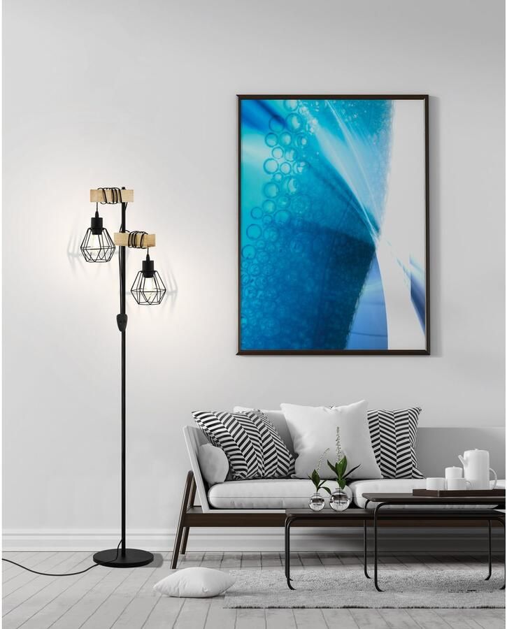 EGLO Staande lamp TOWNSHEND 5 Staande lamp staal en hout E27 IP20 hal lamp