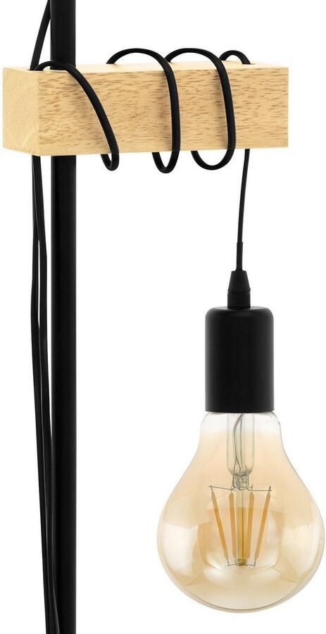 EGLO Staande lamp TOWNSHEND Staande lamp hout staal retro industrieel wikkeloptiek - Foto 5