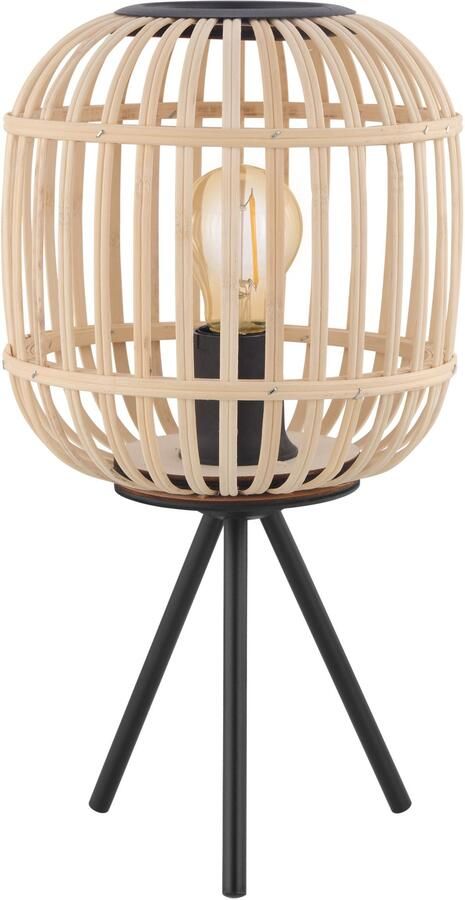 EGLO Tafellamp BORDESLEY Tafellamp E27 staal en hout woonkamerlamp lamp Tafellamp hallamp H40 0 x Ø21 0 cm zwart natuur 1X28W excl.