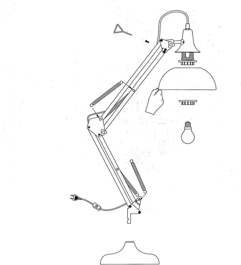 EGLO Tafellamp BORGILLIO Vintage bureaulamp van staal E27 incl. schakelaar (1 stuk)