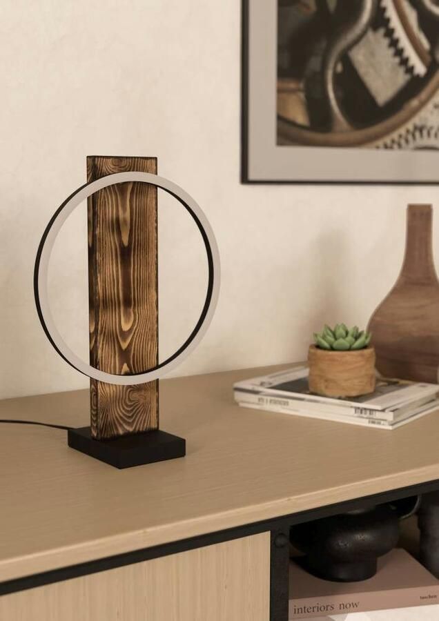 EGLO Tafellamp BOYAL Tafellamp bruin zwart wit LED lamp met schakelaar tafellamp (1 stuk)