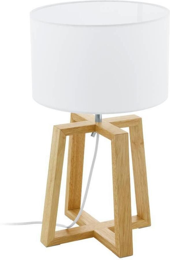 EGLO Tafellamp CHIETINO 1 Tafellamp staal hout en textiel E27 nachtkastlamp (1 stuk)