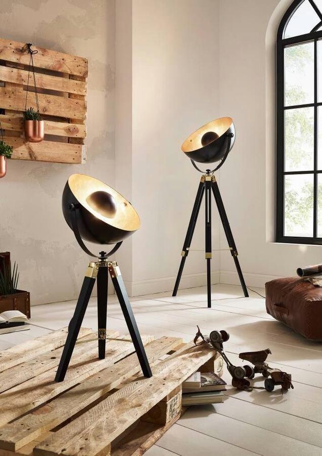 EGLO Staande lamp COVALEDA Staande lamp hout en staal E27 IP20 industrieel lamp (1 stuk)