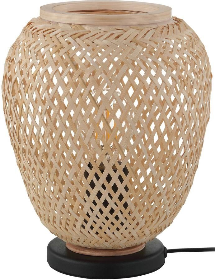 EGLO Tafellamp Dembleby Houtkorf gevlochten naturel vintage Hygge 1 fitting - Foto 2