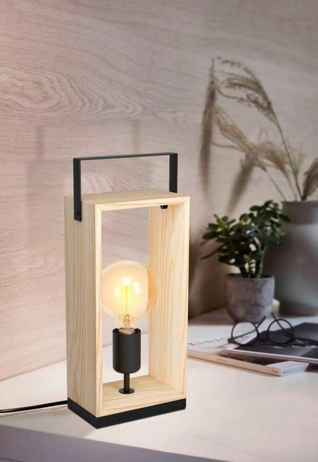 EGLO Tafellamp FAMBOROUGH Tafellamp vintage nacht kastlamp woonkamerlamp E27 fitting (1 stuk)