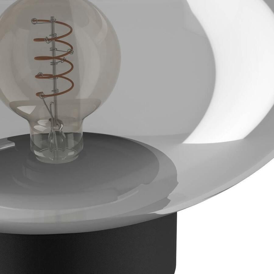 EGLO Tafellamp MADONNINA Tafellamp metaal in zwart en glas in grijs-transparant E27 27 cm (1 stuk)