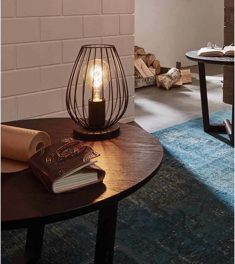 EGLO Tafellamp NEWTOWN tafellamp zwart staal E27 schakelaar nachttafellamp Eenvoudig modern vintage retro woonkamer slaapkamer 23x16x12cm