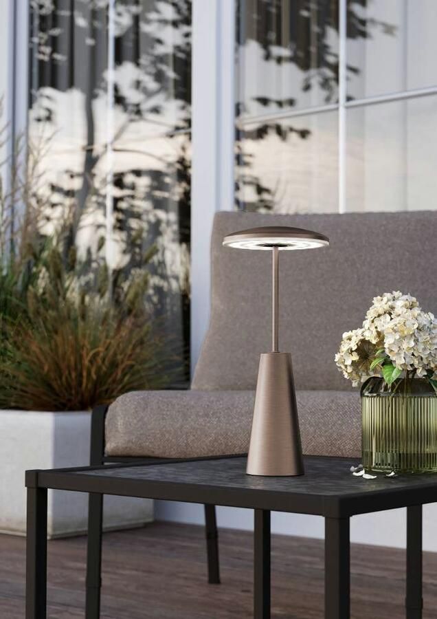 EGLO Piccola Tafellamp Aanraakdimmer Draadloos 28 cm Donker Brons Instelbaar wit licht Oplaadbaar Buiten en Binnen - Foto 5