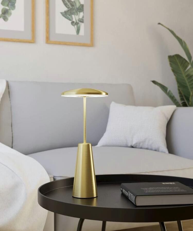 EGLO Piccola Tafellamp Aanraakdimmer Draadloos 28 cm Goud Instelbaar wit licht Oplaadbaar Buiten en Binnen