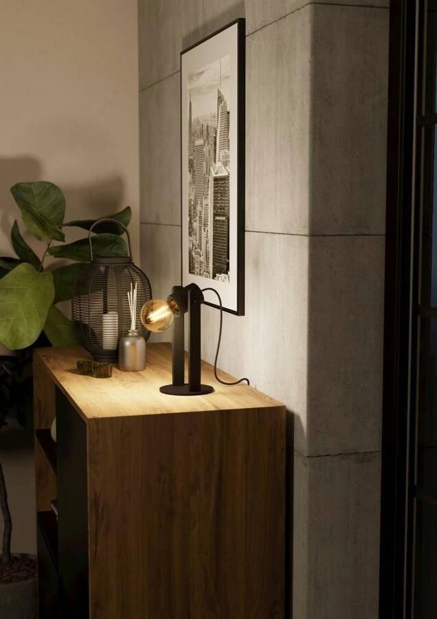 EGLO Tafellamp PLIMSOLL Tafellamp staal en hout E27 nachtkastlamp hal lamp (1 stuk) - Foto 2