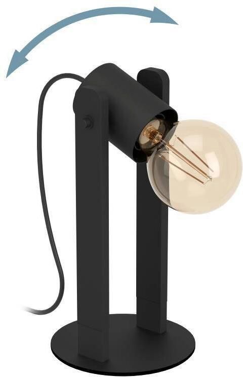 EGLO Tafellamp PLIMSOLL Tafellamp staal en hout E27 nachtkastlamp hal lamp (1 stuk)