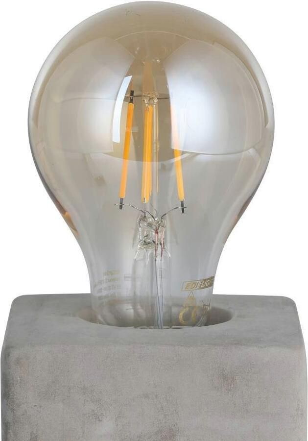 EGLO Tafellamp PRESTWICK tafellamp grijs keramiek betonlook zonder lampenkap Nachtkastlamp deco E27 industrieel schakelaar aan de kabel 9x9x13 cm - Foto 2