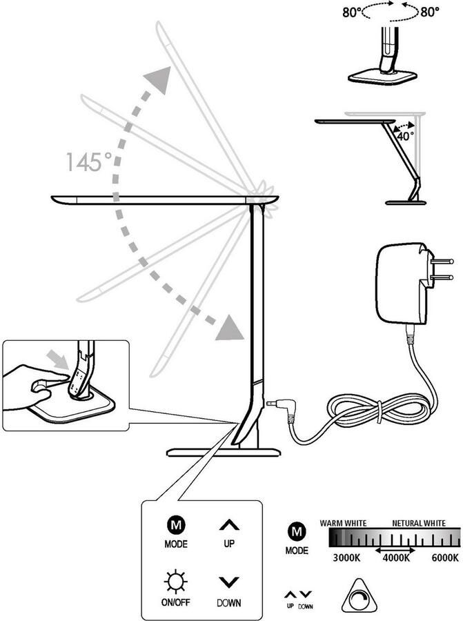EGLO Tafellamp SELLANO Tafellamp kunststof en staal IP20 bureaulamp - Foto 3