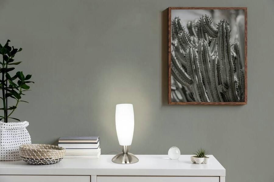 EGLO Tafellamp SLIM tafellamp nachttafellamp woonkamerlamp nikkel-mat wit