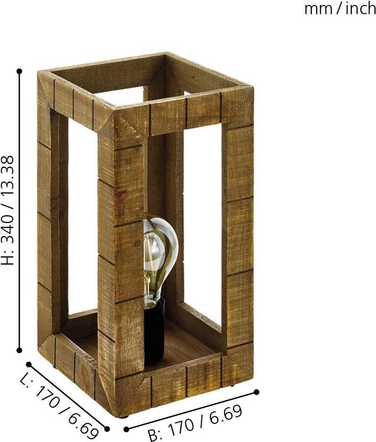 Eglo Takhira tafellamp Zwart Bruin E27