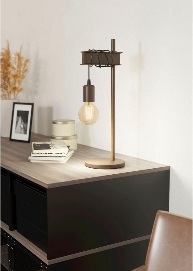 EGLO Tafellamp TOWNSHEND 4 Tafellamp in bruin en zwart van staal excl. E27 10W (1 stuk)