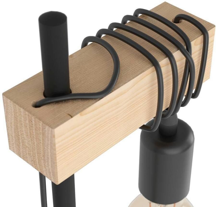 EGLO Tafellamp TOWNSHEND Tafellamp hout staal retro industrieel wikkeloptiek (1 stuk)