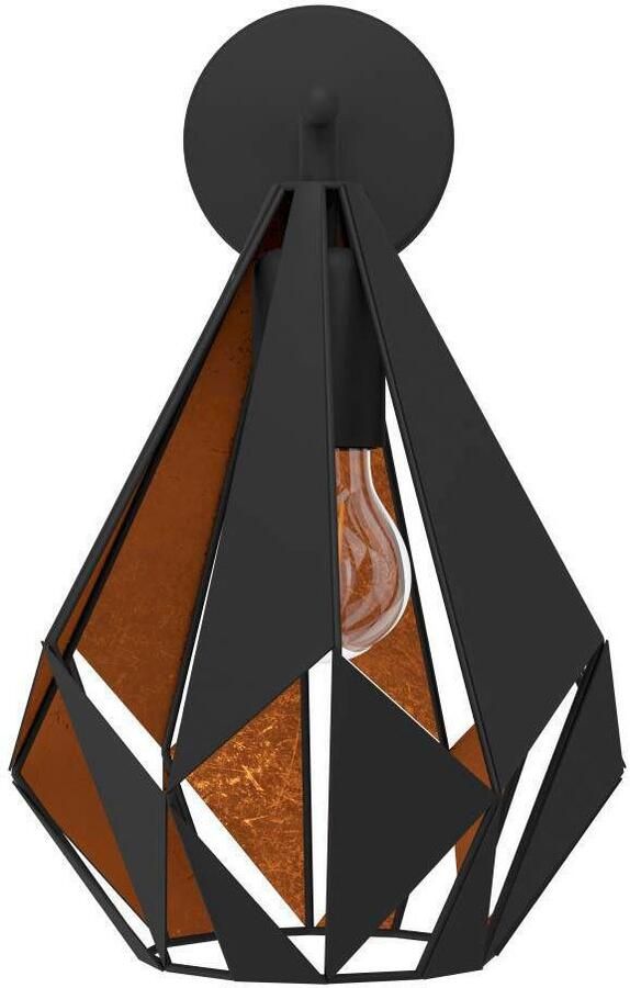 EGLO Wandlamp CARLTON 1 Vintage wandlamp wandverlichting metaal zwart koper E27 (1 stuk) - Foto 3