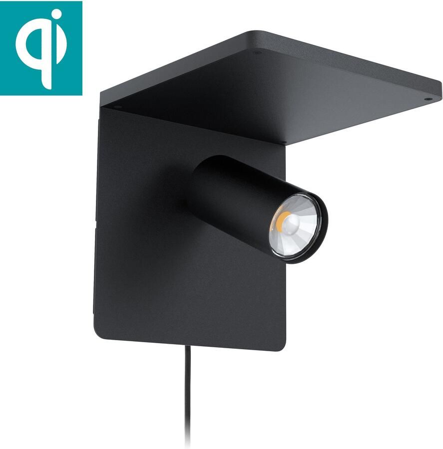 EGLO  Ciglie Wandlamp met Qi lader - 18 cm - Zwart - GU10 - Foto 5