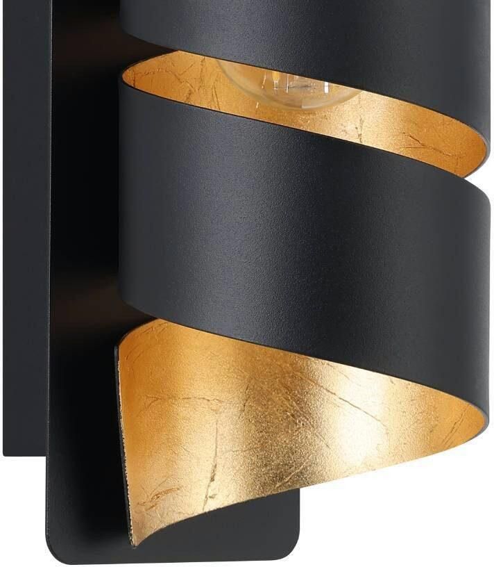 EGLO Wandlamp ELIZONDO wandlamp zwart-goud metaal excl. lichtbron E14 Hallamp Woonkamerlamp Industrieel spiraalvormig 8x27x11 5cm (1 stuk)