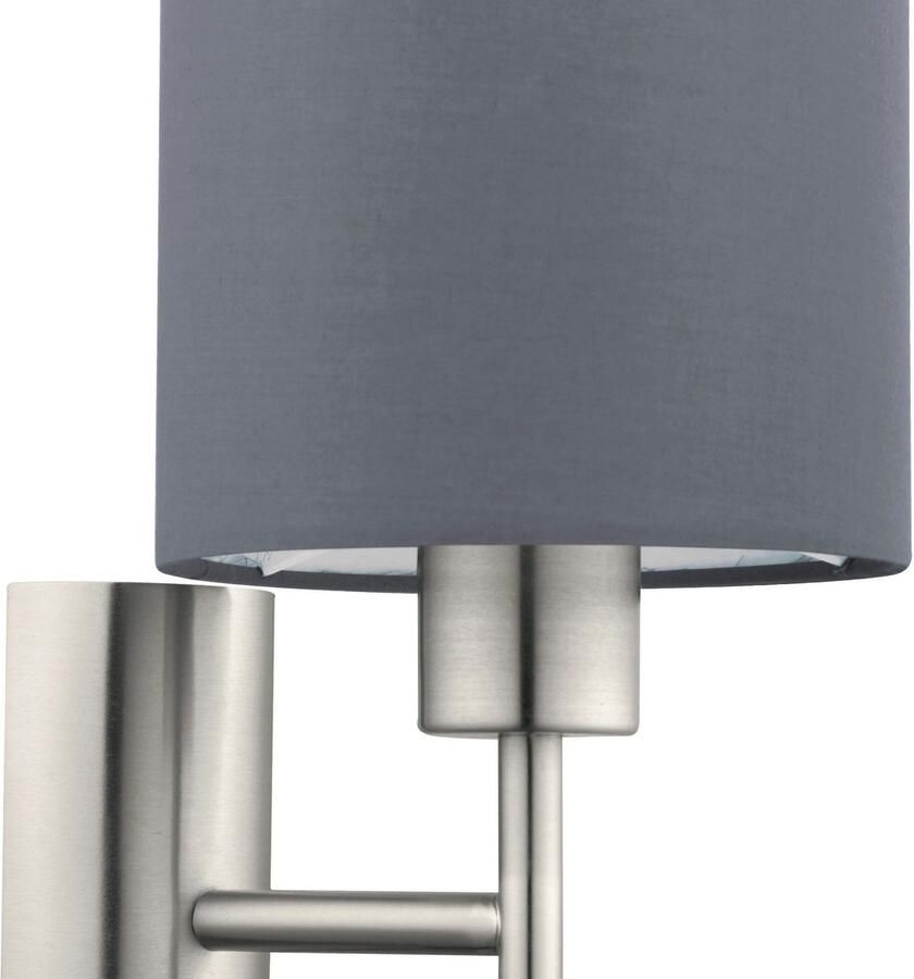 EGLO Wandlamp PASTERI Wandlamp staal en textiel E27 slaapkamerlamp lamp