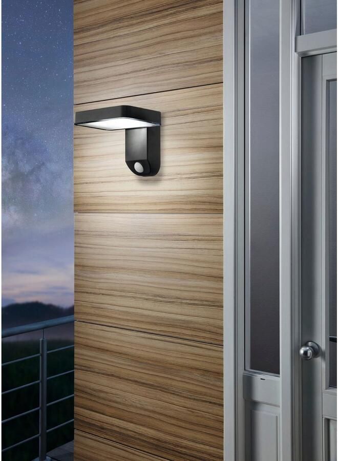 EGLO Wandlamp PASTION LED Wandlamp kunststof solar buitenlamp terras lamp (1 stuk)