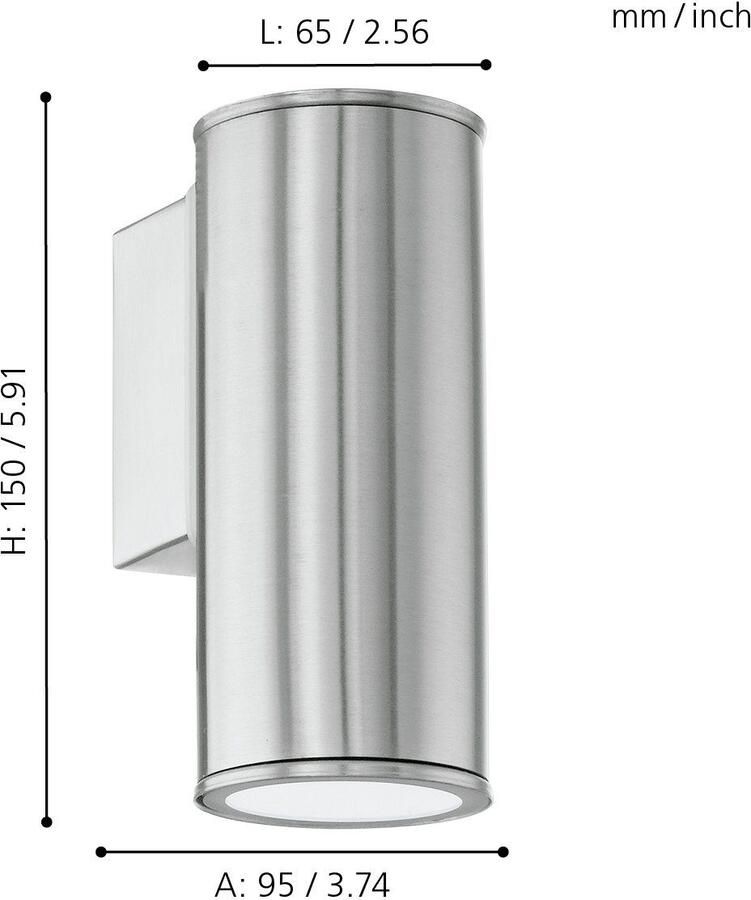 EGLO Wandlamp Riga Wand- Plafondlamp L6 5 x H15 x AL9 5 cm 1X2 8W incl.