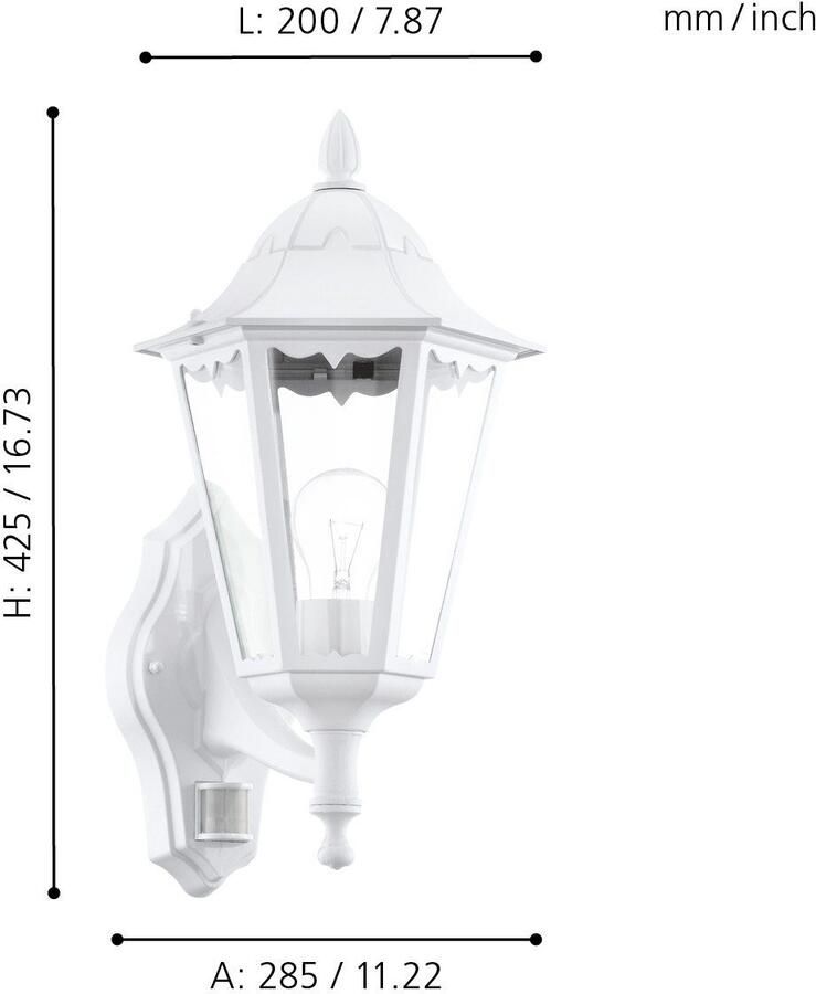EGLO Wandlamp voor buiten NAVEDO wandlamp buitenverlichting zwart zilver-patina klassiek (1 stuk)