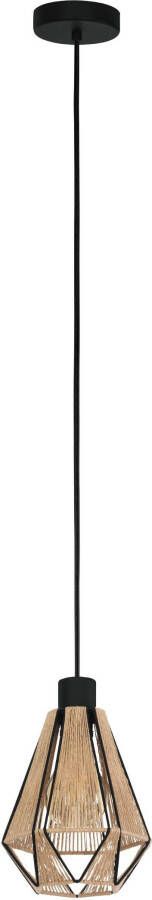 EGLO Hanglamp ADWICKLE Hanglamp staal en textiel hanglamp eetkamerlamp Hanglamp woonkamerlamp hanglamp eetkamerlamp hennep E27 (1 stuk)