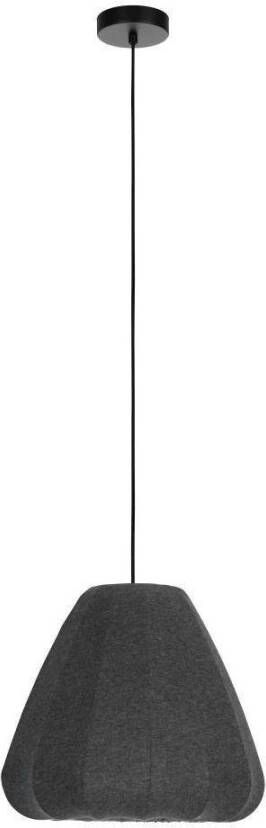 EGLO Hanglamp BARLASTON Hanglamp eetkamerlamp textiel grijs metaal zwart Ø 35 cm (1 stuk)