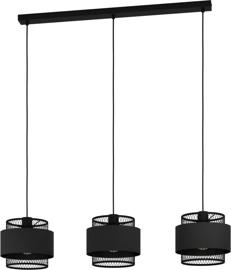 EGLO Hanglamp BAZELY Hanglamp staal en textiel E27 eetkamerlamp hanglamp (1 stuk)