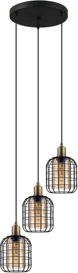 EGLO Hanglamp VERNHAM Hanglamp staal en glas E27 IP20 eetkamerlamp lamp Hanglamp eettafel H130 x Ø42 5cm zwart gebronsd 3X40W excl (1 stuk) - Foto 2