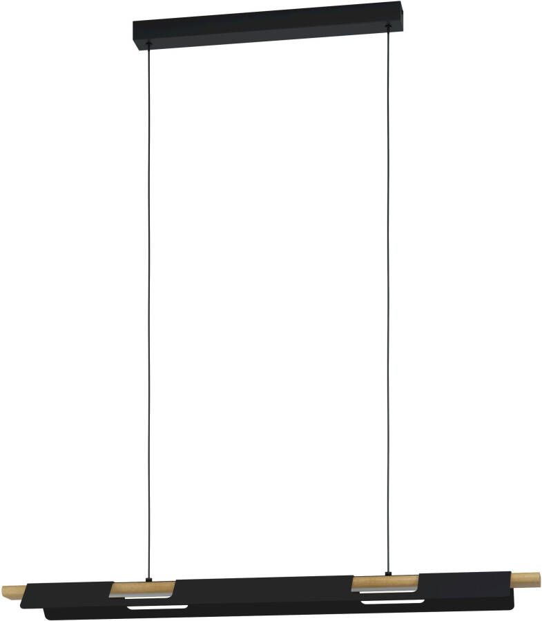 EGLO Hanglamp ERMUA Hanglamp in zwart en bruin van staal hout 27W warmwit (1 stuk)