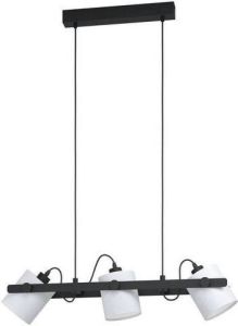 EGLO Hanglamp HORNWOOD 1 zwart l78 x h110 x b19 5 cm excl. 3x e27 (elk max. 28w) plafondlamp stof lampenkappen draaibaar lamp hanglamp eettafellamp eettafel hout lamp voor de woonkamer (1 stuk)