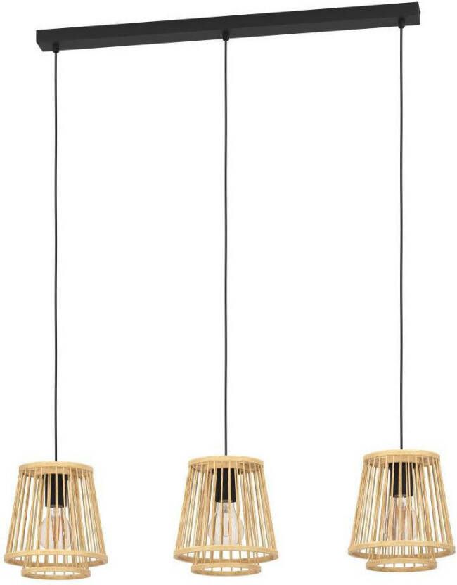 EGLO Hanglamp HYKEHAM Houten eettafellamp bamboe in natuur hanglamp met E27 fitting (1 stuk)