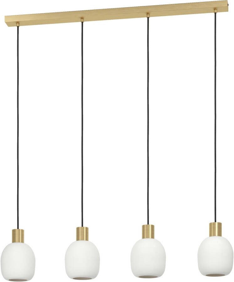 EGLO Hanglamp MANZANARES Hanglamp staal en glas E27 eettafellamp lamp Hanglamp L97 x B14 5 x H110 cm messing-geborsteld goud 4X40W excl (1 stuk) - Foto 2