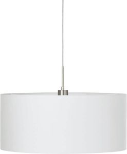EGLO Hanglamp PASTERI wit ø53 x h110 cm excl. 1x e27 (elk max. 60 w) hanglamp van stof hanglamp eettafellamp lamp voor de woonkamer lamp met textielen kap slaapkamerlamp eettafel hanglamp
