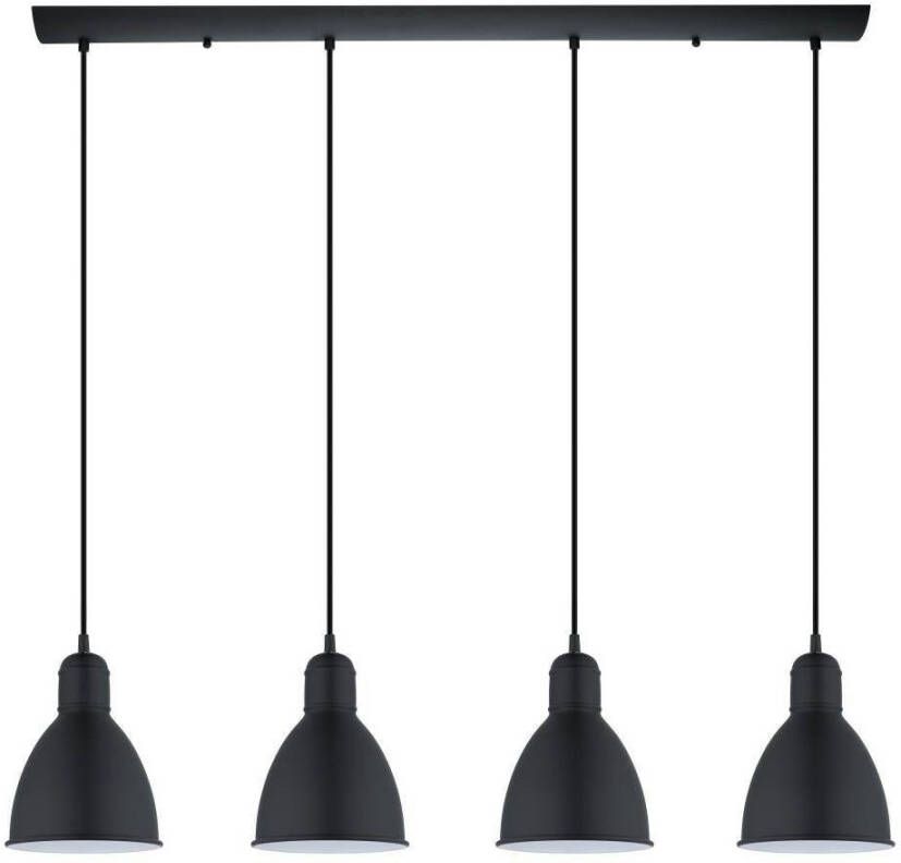 EGLO Hanglamp PRIDDY hanglamp pendellamp staal zwart E27 industrieel Woonkamerlamp eettafellamp 4 lamps vintage 110x97 5x15 5cm - Foto 4