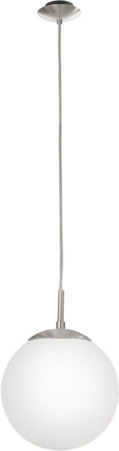 EGLO Hanglamp RONDO hanglamp metaal in zilver glas in opaal mat wit E27
