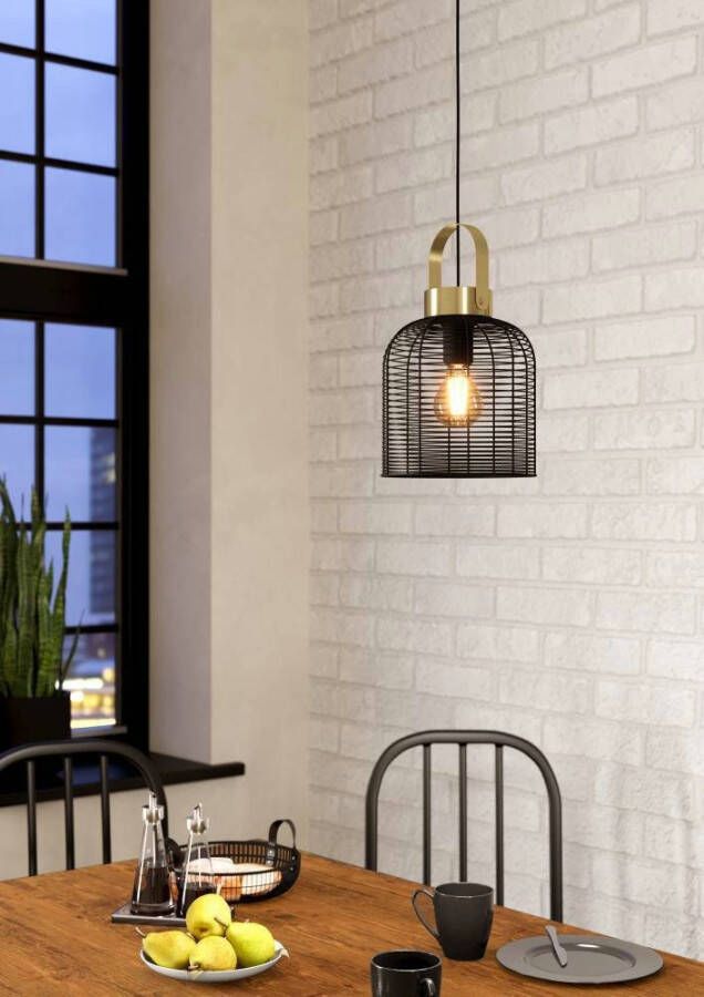 EGLO Hanglamp ROUNDHAM Hanglamp zwart messing-geborsteld 1X40W excl. (1 stuk)