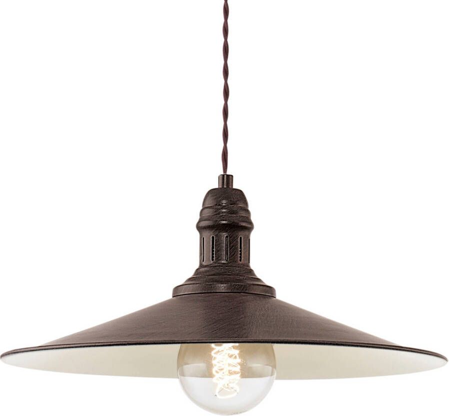 EGLO Hanglamp STOCKBURY Hanglamp staal E27 vintage woonkamerlamp lamp Hanglamp eettafel H110 x Ø36 cm antiek-bruin beige 1X60W excl.