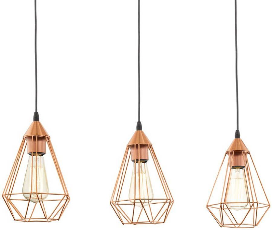 Eglo Vintage Tarbes Hanglamp Draadlamp 3 Lichts Lengte 790mm. Zwart Koper - Foto 5