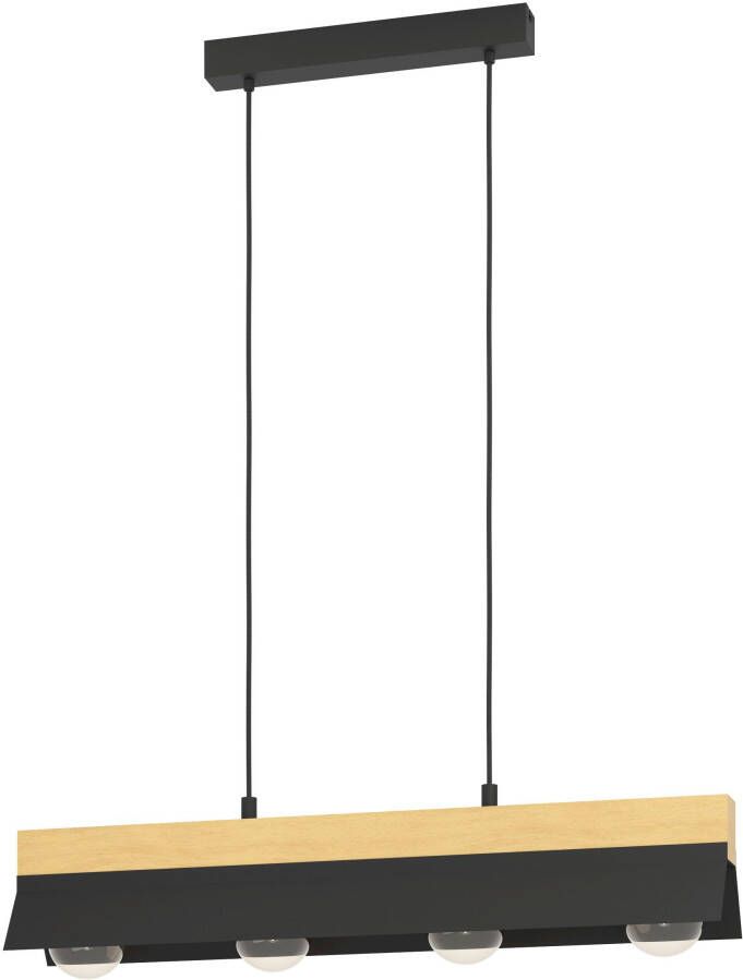 EGLO Hanglamp TARRAFO Hanglamp in zwart en bruin van staal hout excl. E27 40W (1 stuk)