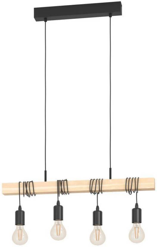 EGLO Hanglamp TOWNSHEND Vintage hanglamp retro lamp industriële stijl zwart bruin (1 stuk)