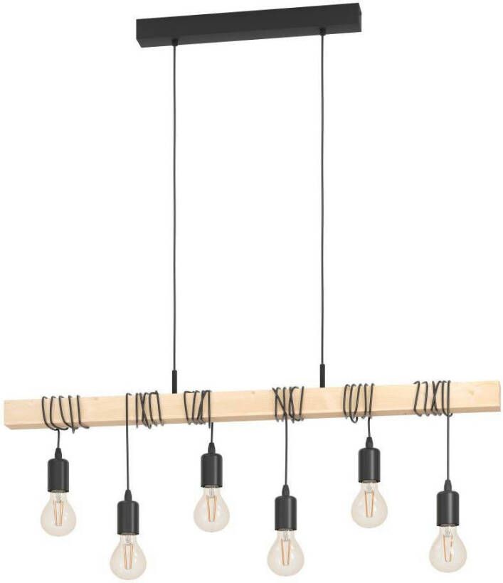 EGLO Hanglamp TOWNSHEND Hängelampe Pendelleuchte Holz Stahl Retro Industrial Vintage hanglamp in industriële stijl retro hanglamp (1 stuk)