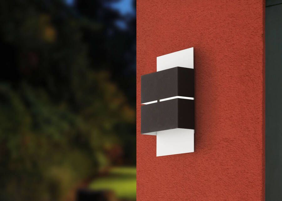 EGLO Wandlamp KIBEA Wandlampe Stahl IP54 Außenlampe Außenleuchte Garten Lampe Hoekmontage mogelijk LED verwisselbaar
