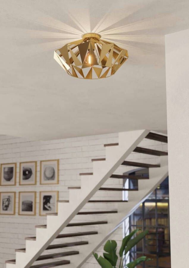 EGLO Plafondlamp CARLTON Plafondlamp in retro ontwerp vintage woonkamerlamp metaal in goudkleur (1 stuk)
