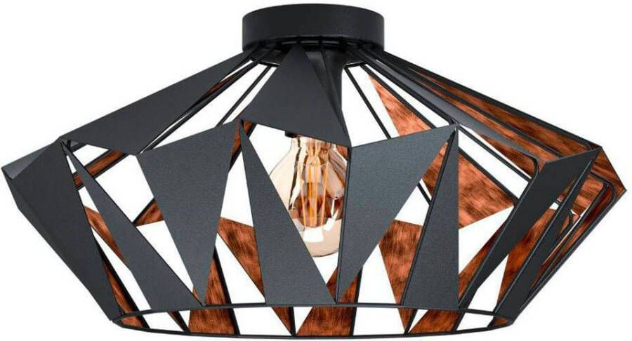 EGLO Plafondlamp CARLTON 6 plafondlamp zwart-koper excl. lichtbron E27 retro Woonkamerlamp eetkamer vintage cut-outs industrieel 23 5x47cm (1 stuk) - Foto 8