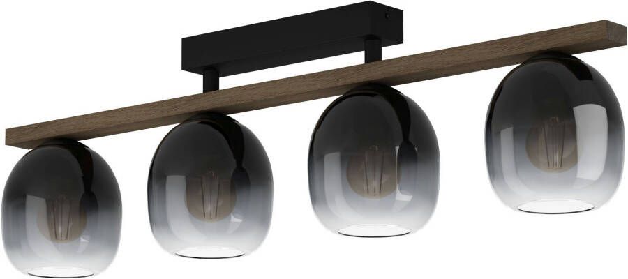 EGLO Plafondlamp FILAGO Plafondlamp in zwart en bruin van staal hout excl. E27 40W (1 stuk)